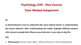 Nios Class 12th Psychology (328) Solved TMA Solution Updated Session 2024 (October 2024)