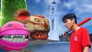 pacman in real life - funny pacman monster transform from space portal | BigFun TV