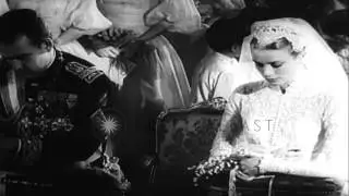 Grace Kelly gets married to Prince Rainier III of Monaco. HD Stock Footage