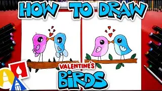 How To Draw Cute Cartoon Valentines Birds