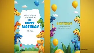 Colourful Birthday Instagram Story with 3D Dinosaurs