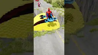 Funny Cars vs Motorcycles Jump Over Giant Pac-Man in Giant Pit | BeamNG.Drive