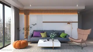 Sketchup Vray interior | Living room | Vray Sketchup tutorial #57