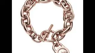 Michael Kors MK Logo Toggle Chain Link Bracelet in Rose Gold