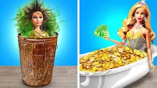 RAGS TO RICHES 💎✨ Broke Barbie Gets Adopted and Transformed! Glam Makeover Hacks by 123 GO1