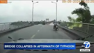 Dashcam shows a bridge collapse in Vietnam following a deadly typhoon