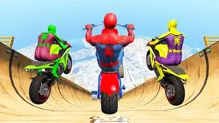 GTA 5 Rainbow Spiderman Motorcycle Ragdoll Jumps/Fails Episode 6 (Euphoria Ragdolls, Fails, Stunts)