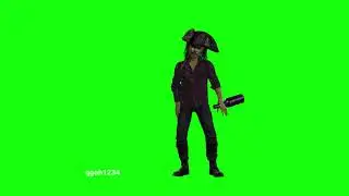 Jack Sparrow drunk after drinking too many rum in green screen