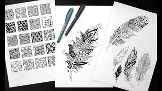 Видеоурок Перо Жар птицы. Графика, зенарт, дудлинг. Zenart, doodling.