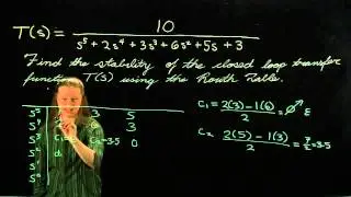 Systems Analysis - Routh-Hurwitz Table