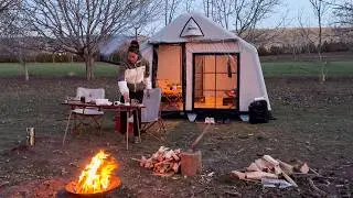 FIRST SPRING CAMP WITH OUR INFLATABLE TENT | A COLD NIGHT OF CAMPING