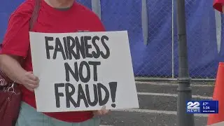 Rally held outside Springfield housing court during appeal of 150% rent increase at mobile home park