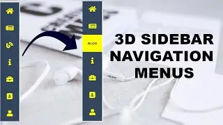 3D sidebar navigation menus on hover effect