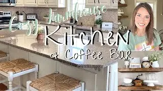 NEUTRAL FARMHOUSE DECOR IDEAS | KITCHEN + COFFEE BAR REFRESH | DECORATE WITH ME