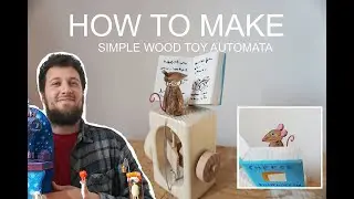 mouse reading a book, wood toy automata tutorial