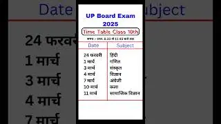 UP board Time table 2025 | UP board time table class 10th | 