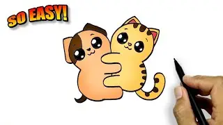 How To Draw Cat And Dog | Cute Animals Drawing Easy