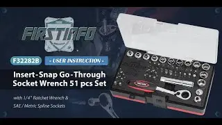 FIRSTINFO F32282B Insert-Snap Go-Through Socket Wrench 51 pcs Set, 1/4" Ratchet Wrench