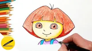 How to Draw Dora The Explorer Step by Step Easy and Coloring with Colored Pencil for Kids