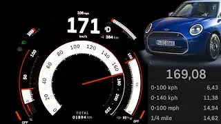 MINI Cooper SE acceleration 0-60 mph 0-100 km/h 100-170 kph top max speed GPS 1/4 mile 2025 electric