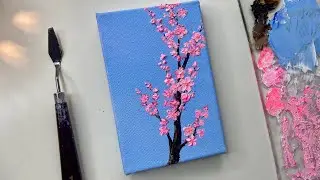 Cherry Blossom painting/ abstract painting/acrylic painting tutorial/ texture painting tutorial