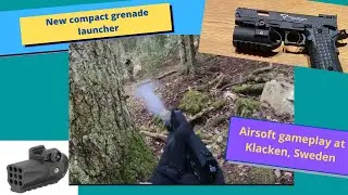 Using my new compact grenade launcher - Forest airsoft gameplay  - Klacken, Stockholm, Sweden