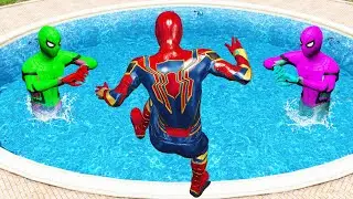 GTA 5 Water Ragdolls Rainbow Spiderman vs Iron Spiderman Jumps/Fails (Euphoria Physics) Ep 2