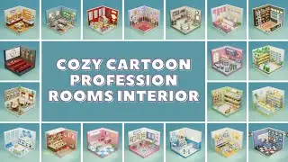 Cozy Cartoon Profession Rooms Interior