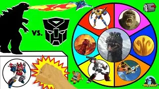 GODZILLA vs TRANSFORMERS Spinning Wheel Slime Game w/ Rodan, Mothra + Transformer Toys