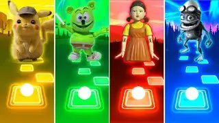 Pikachu VS Gummy Bear VS Squid Game VS Crazy Frog - Tiles Hop EDM Rush