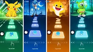 Pikachu | Sonic | Baby Shark | Gummy Bear - Tiles Hop