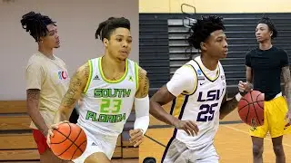 Caleb Murphy and Eric Gaines in the lab with NBA Skills Trainer Rob Allen