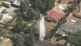 Sheared fire hydrant creates massive geyser in L.A.