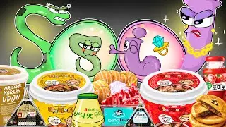 Convenience Store PURPLE GREEN Food MUKBANG vs Alphabet Lore Baby’s Transform | ANIMATION | ASMR