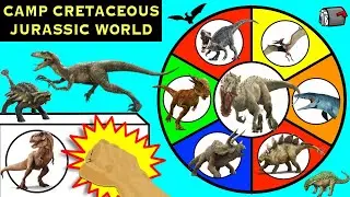 Jurassic World Camp Cretaceous SPINNING WHEEL SLIME GAME w/ Dinosaur Toys & Figures