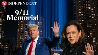 Kamala Harris and Donald Trump shake hands at 9 11 memorial ceremony