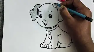 Drawing a cute dog trough pencil - Part - 01