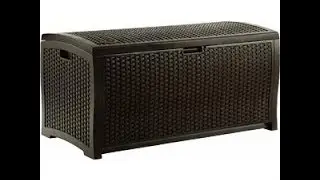 Suncast DBW9200 Mocha Wicker Resin Deck Box 99 Gallon