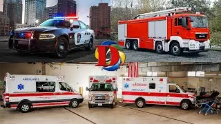 Учим цвета и машинки с мигалками. Служебные машины для малышей