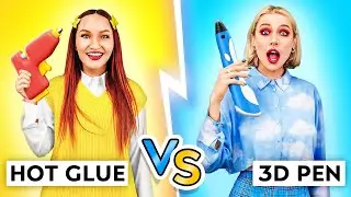 3D Pen vs. Hot Glue: Epic DIY Showdown 🏆 DIY Ideas! School Hacks to Make You the Coolest by 123 GO!