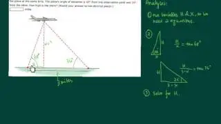 Trigonometry Word Problem, Determining Height of Plane