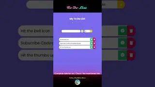 To-Do List using Javascript. #html #css #javascript #tutorial #project #course #shorts