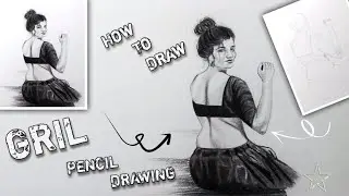 How to draw a Sitting Gril with Butiful Dress-pencil sketch /Gril drawing for beginner /Drawing easy