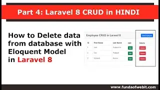 Part 4- Laravel 8 CRUD in HINDI: How to delete data from database with Eloquent Model in laravel 8