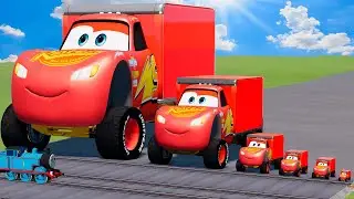 Big & Small Lightning McQueen Truck vs Thomas Train | BeamNG.Drive