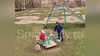 Женщина с ребёнком издевается над собакой в Смоленске