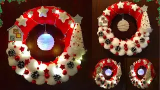 Christmas decorations! Christmas wreath for door from simple and economical materials!