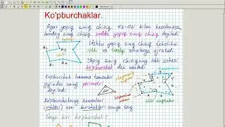 Ko'pburchaklar. Geometriya 8-sinf. 1-dars