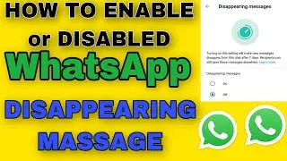 how to enable or disable WhatsApp disappearing massage in 1 minute