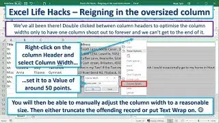 Excel Life Hack: Reigning in the oversized column